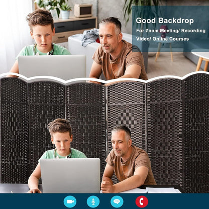 Divisorio per ambienti, divisorio pieghevole in fibra intrecciata, alto 6 piedi, indipendente