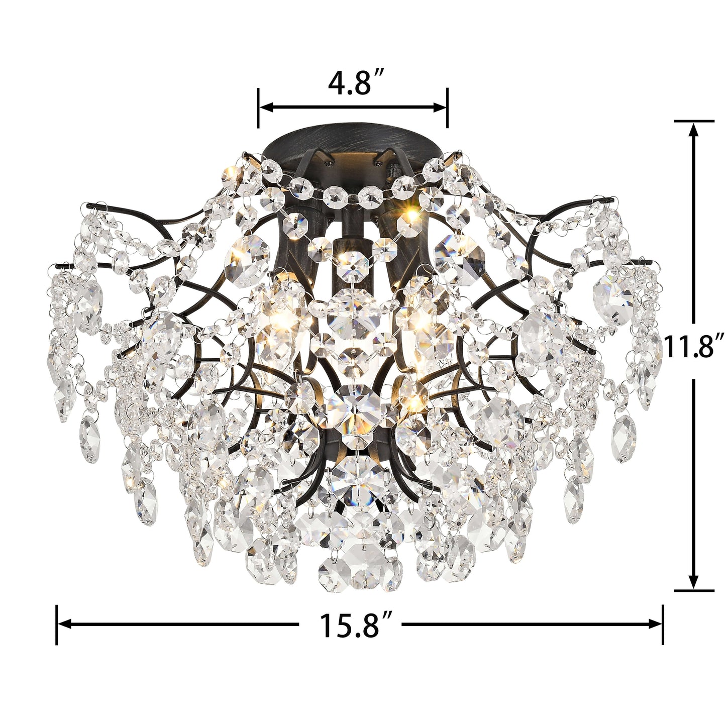 Dalia Elegante lampada da soffitto a 3 luci in cristallo per interni