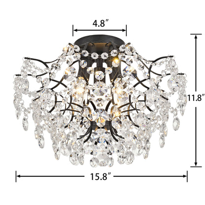Dalia Elegante lampada da soffitto a 3 luci in cristallo per interni