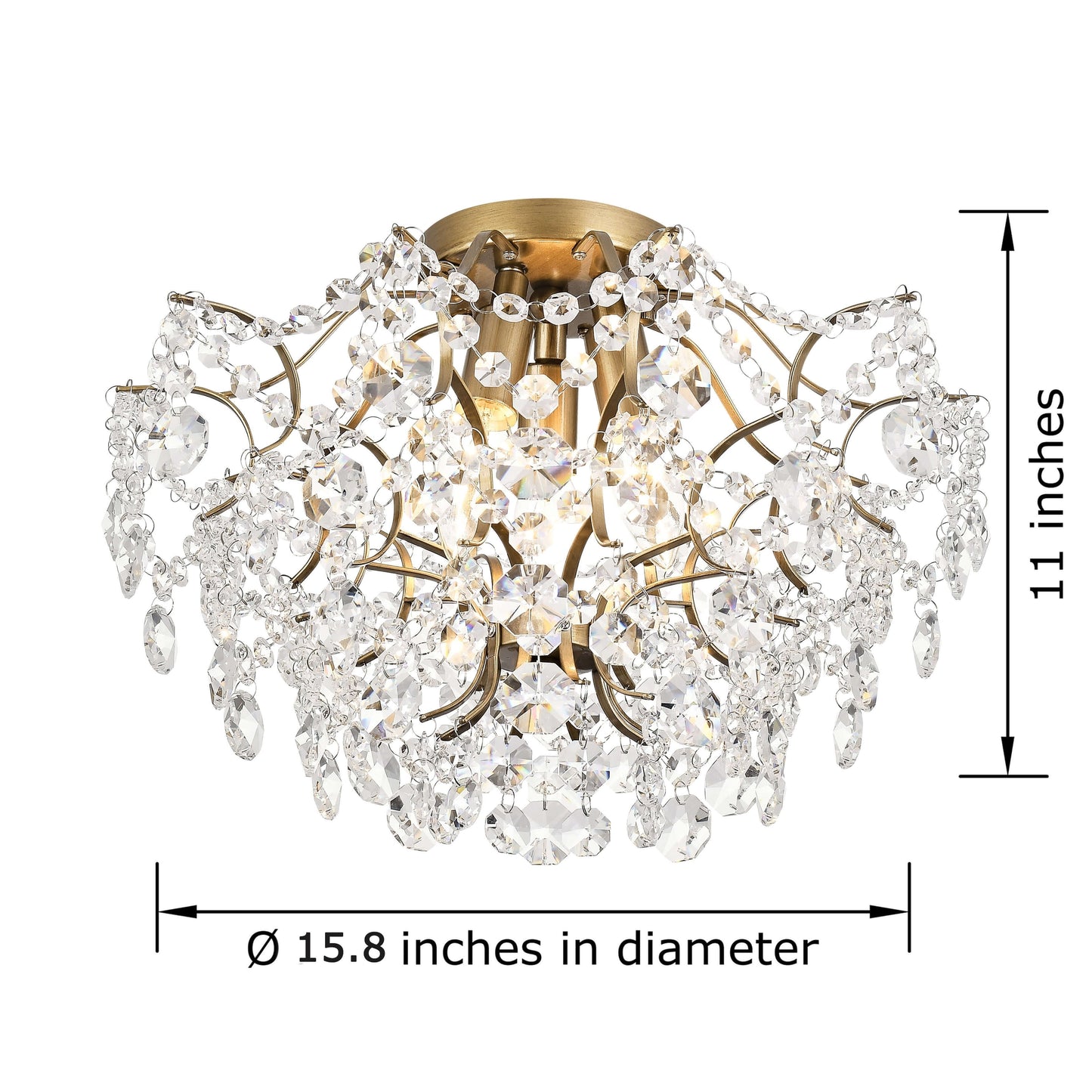 Dalia Elegante lampada da soffitto a 3 luci in cristallo per interni