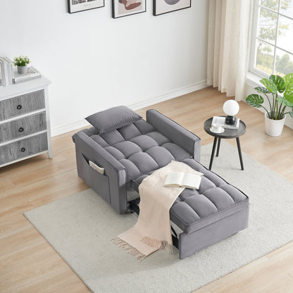 Divano letto singolo convertibile 3 in 1 grigio scuro moderno 70,86 con schienale regolabile e ruote mobili per soggiorno