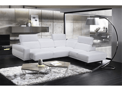 Divano componibile moderno in pelle Vertex in bianco neve