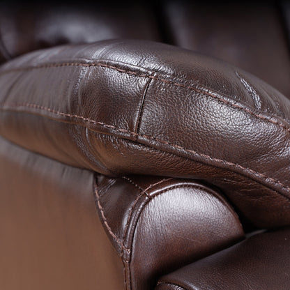 Poltrona reclinabile manuale con poggiapiedi estensibile in vera pelle Davin Top-Flow