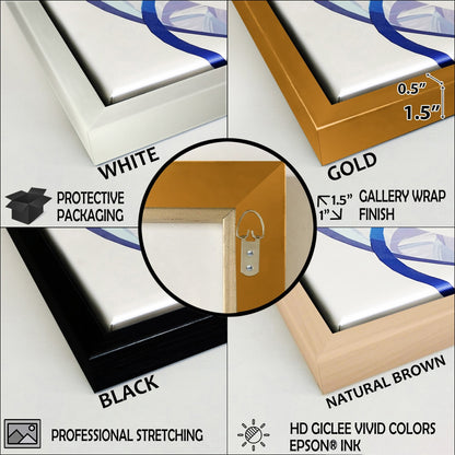 Designart Abstract Geode Gold And Blue Marble Shape III Modern Geometric Framed Canvas Art Print - 3 Pannelli