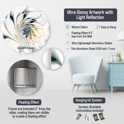 Designart Forme e linee astratte IV Arte murale rotonda in marmo e metallo astratto