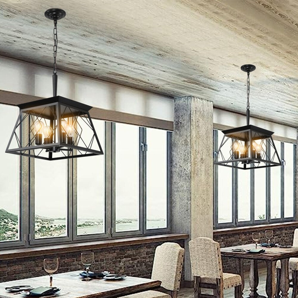 Lampadari da fattoria dimmerabili a 4 luci per sala da pranzo senza lampadina