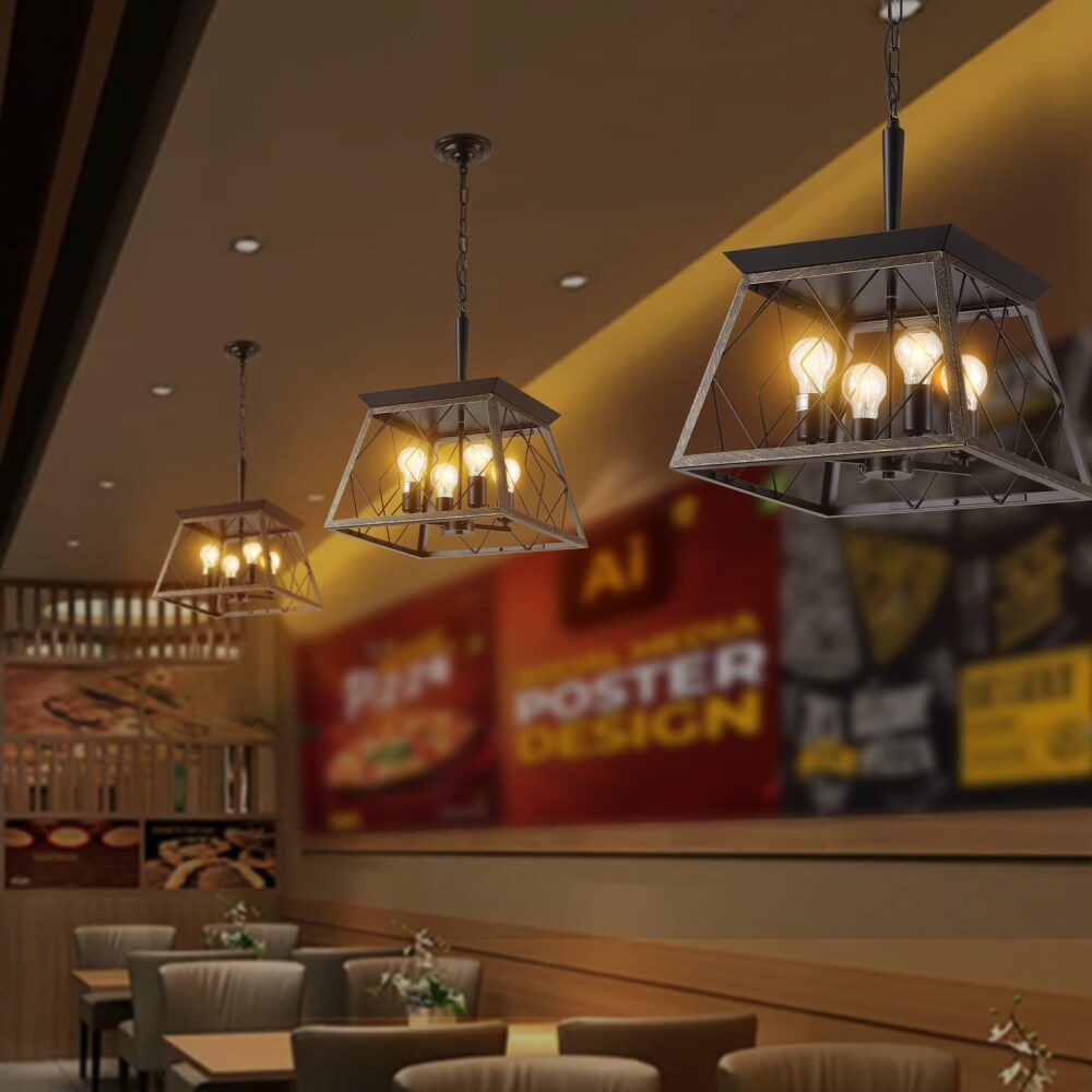 Lampadari da fattoria dimmerabili a 4 luci per sala da pranzo senza lampadina