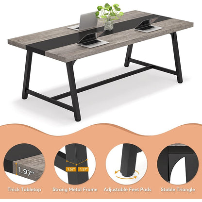 Tavolo da pranzo per 8 persone, tavolo da cucina rettangolare in legno da 70,87 pollici