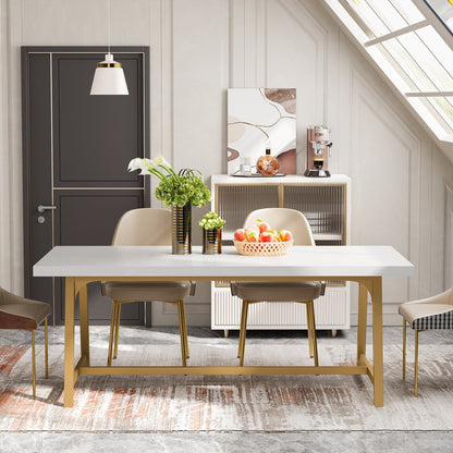 Tavolo da pranzo per 8 persone, tavolo da cucina rettangolare in legno da 70,87 pollici