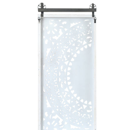 Decorazione murale in legno bianco avorio anticato con fiori e dettagli neri (set da 2)