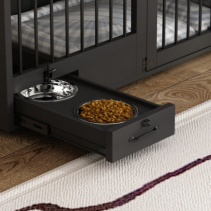 Mobili per cuccia per cani - Cuccia in legno per cani con divisorio e 2 cassetti