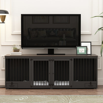 Mobili per cuccia per cani - Cuccia in legno per cani con divisorio e 2 cassetti