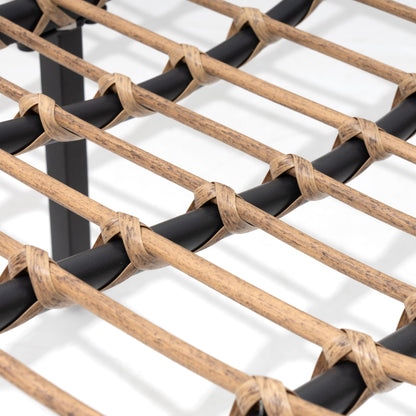 Divano a due posti Papasan con cuscino, in rattan PE resistente alle intemperie e struttura in metallo per interni ed esterni