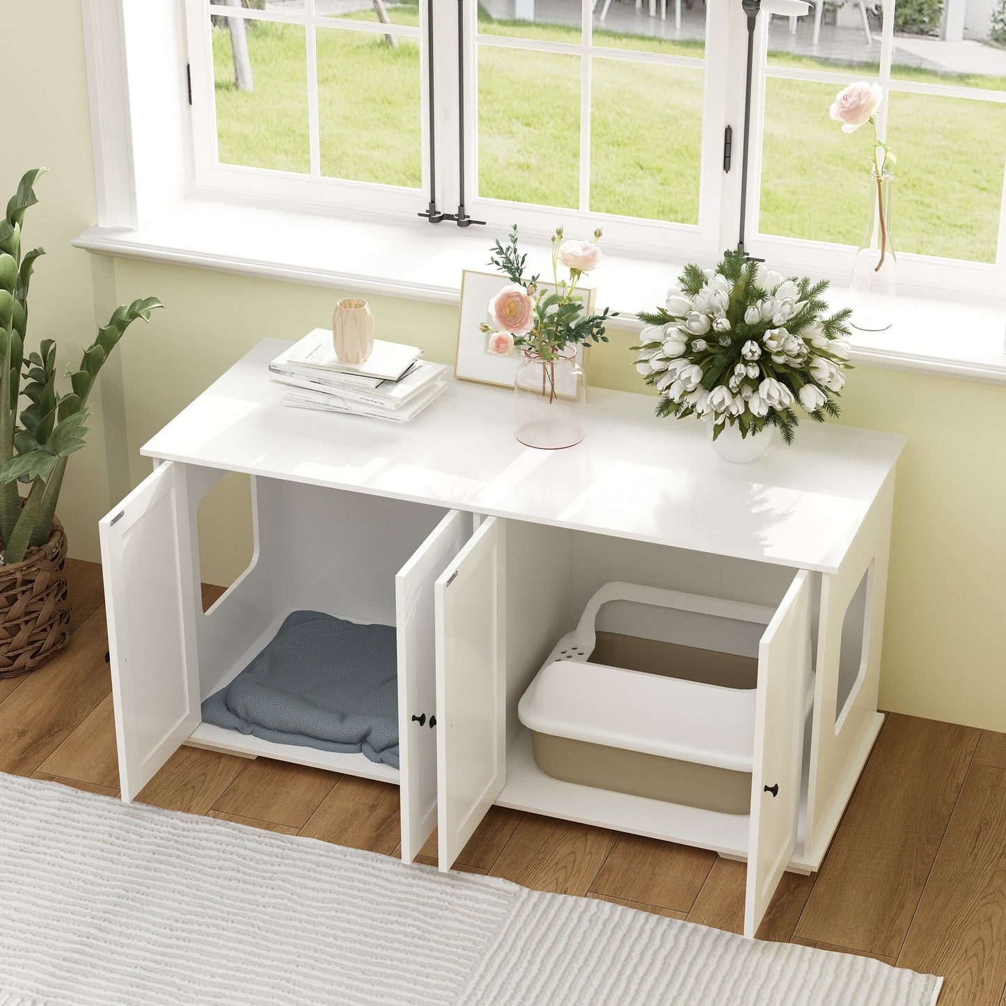 Mobiletto per nascondere la lettiera per gatti, per il bagno e la privacy degli animali domestici