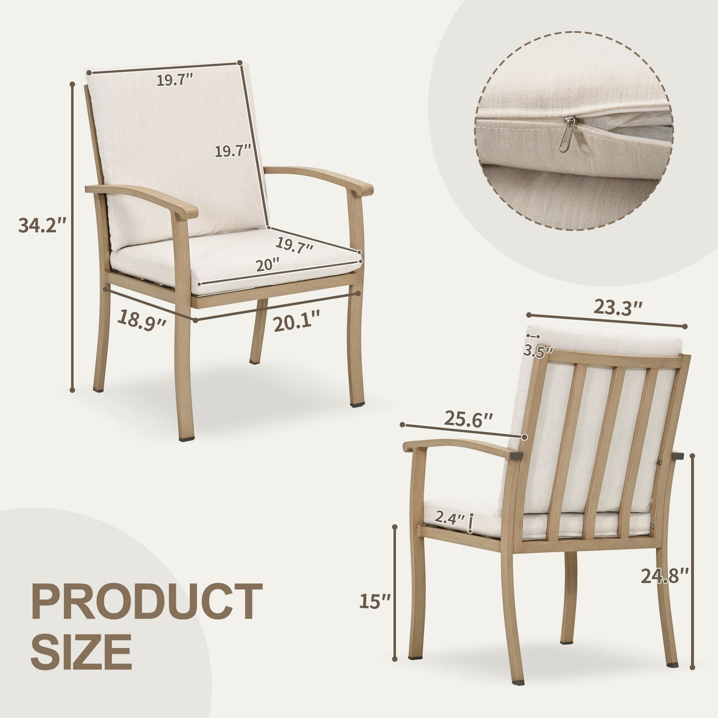 Set da pranzo per patio in alluminio EGEIROS LIFE AluLux da 9 pezzi con 2 sedie da pranzo girevoli, 6 sedie da pranzo e cuscini lavabili