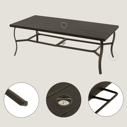 Set da pranzo per patio in alluminio EGEIROS LIFE AluLux da 9 pezzi con 2 sedie da pranzo girevoli, 6 sedie da pranzo e cuscini lavabili