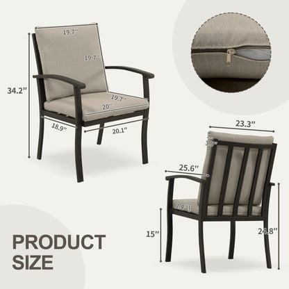 Set da pranzo per patio in alluminio EGEIROS LIFE AluLux da 9 pezzi con 2 sedie da pranzo girevoli, 6 sedie da pranzo e cuscini lavabili