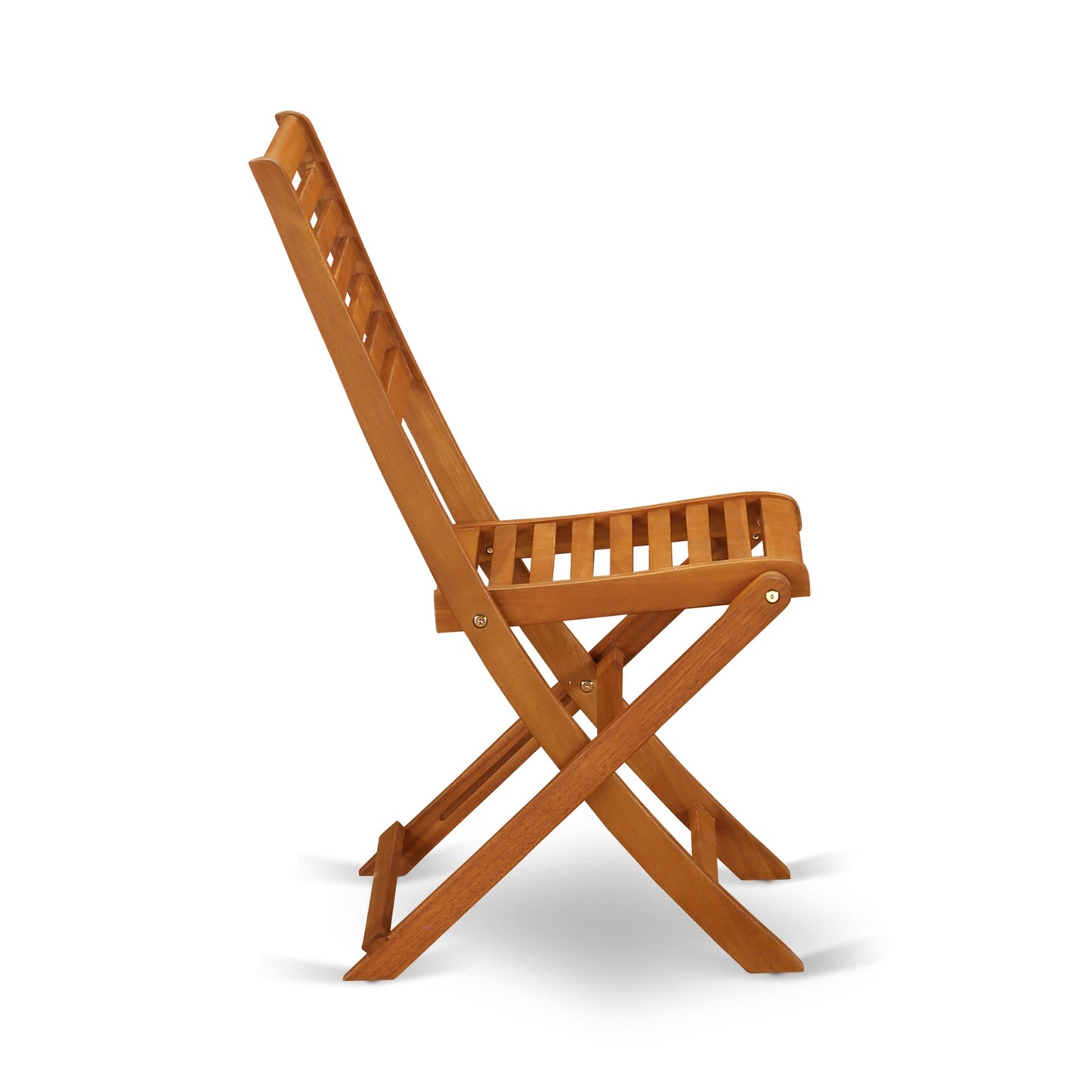 Il set da bistrot per conversazione all'aperto East West Furniture contiene un tavolino da caffè rotondo in legno e 2 sedie laterali pieghevoli, olio naturale