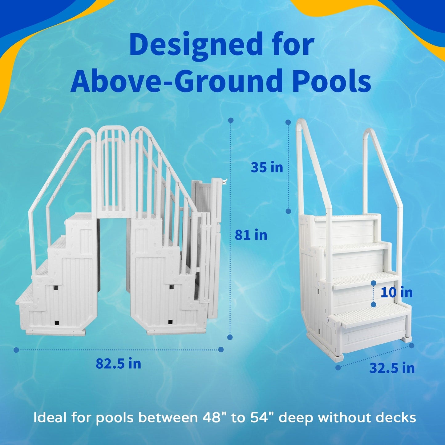 Sistema di ingresso Easy Pool Step con cancello - 32,5 pollici di larghezza x 82,5 pollici di profondità x 81 pollici di altezza