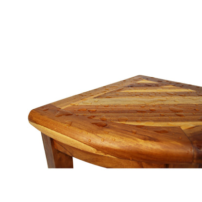 EcoDecors, Snazzy Corner, Panca da doccia in teak, Sgabello da doccia in teak, Sgabello da doccia angolare, Panca da doccia angolare in teak, con ripiano