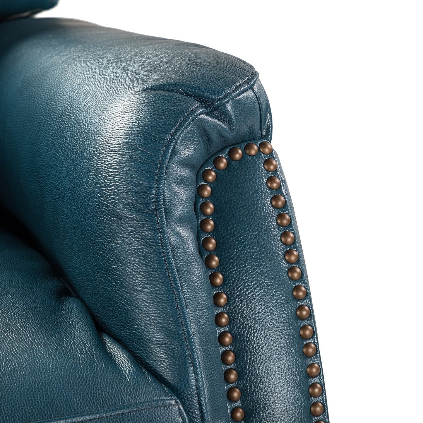 Poltrona reclinabile elettrica in vera pelle Eduardo con porta USB, set da 2