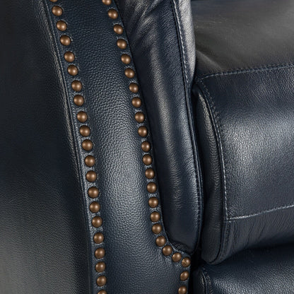 Poltrona reclinabile elettrica in vera pelle Eduardo con porta USB, set da 2