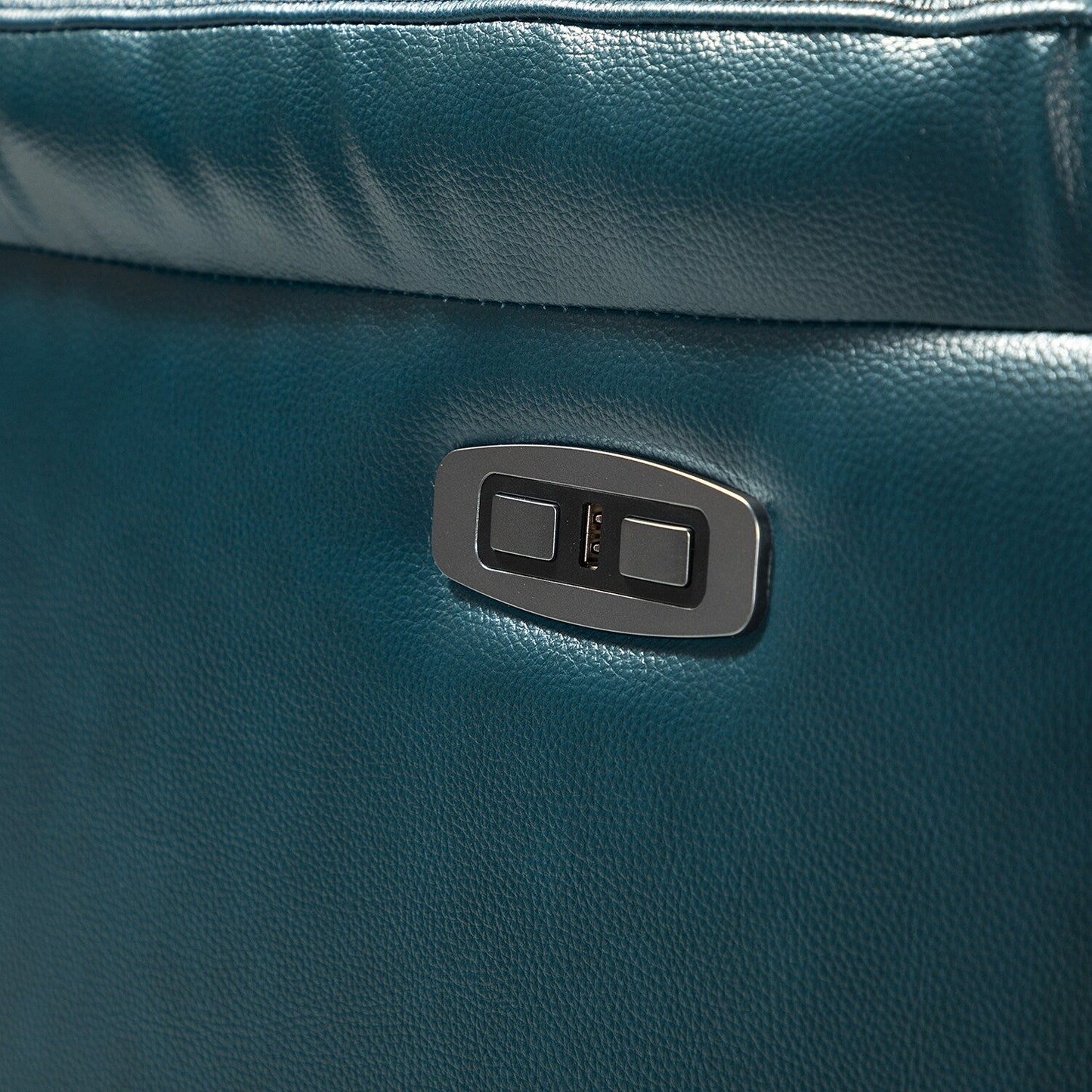 Poltrona reclinabile elettrica in vera pelle Eduardo con porta USB, set da 2