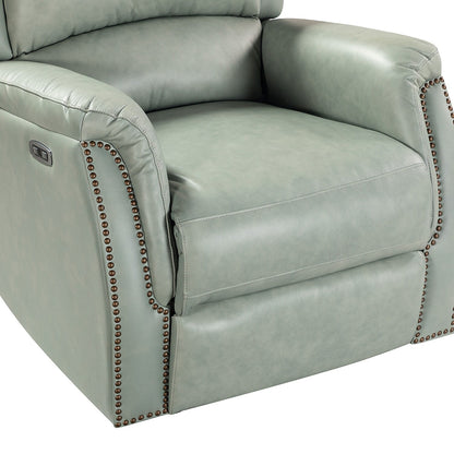 Poltrona reclinabile elettrica in vera pelle Eduardo con porta USB, set da 2