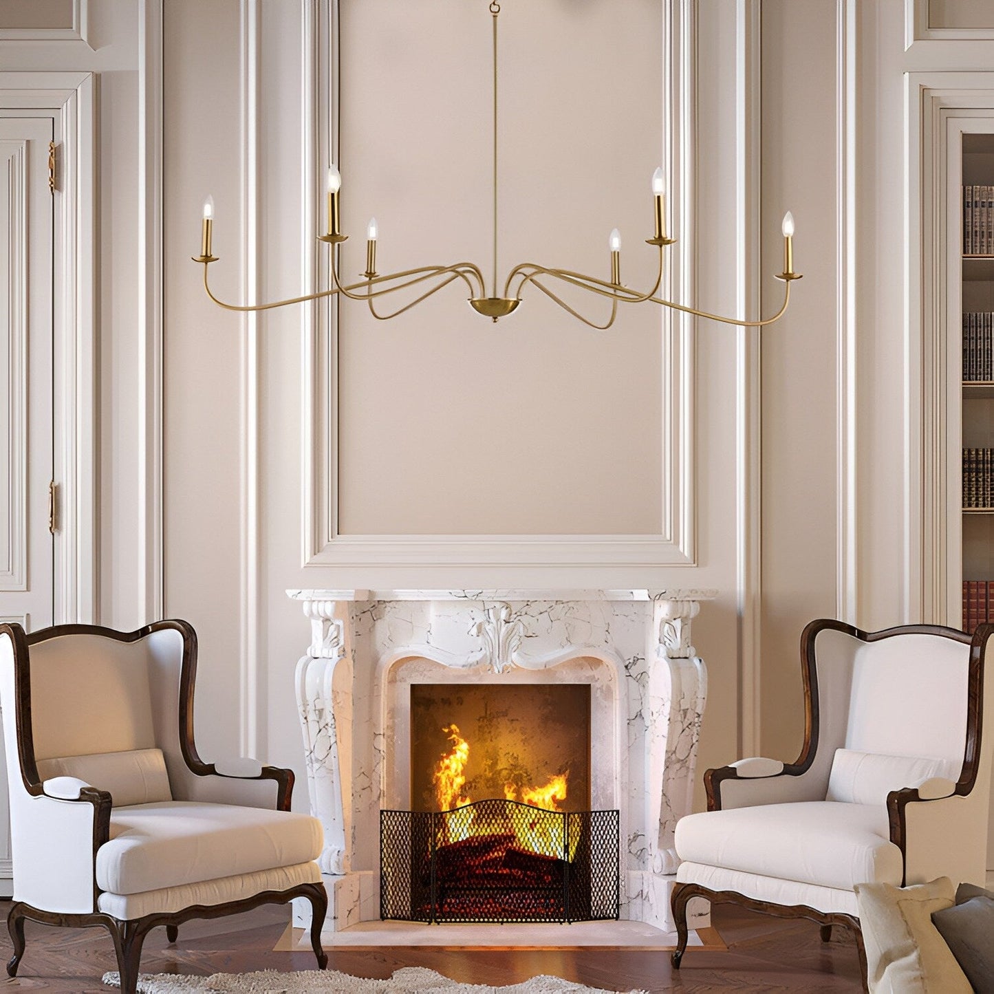 Lampadario minimalista francese classico a 6 luci con illuminazione a candela