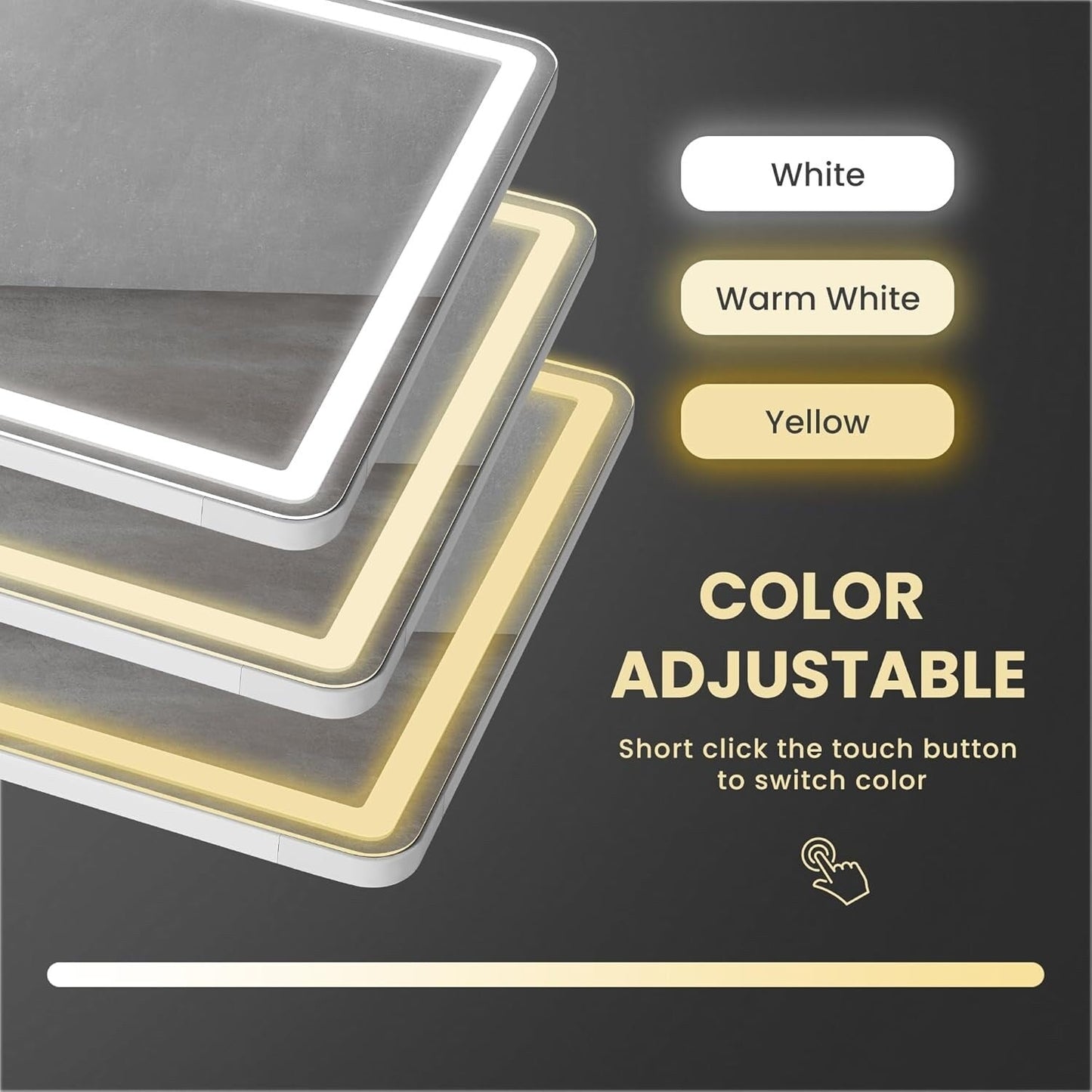 Specchio da terra con luce LED, specchio a figura intera 64 x 21 con supporto, specchio sospeso, specchio da parete, specchio a figura intera