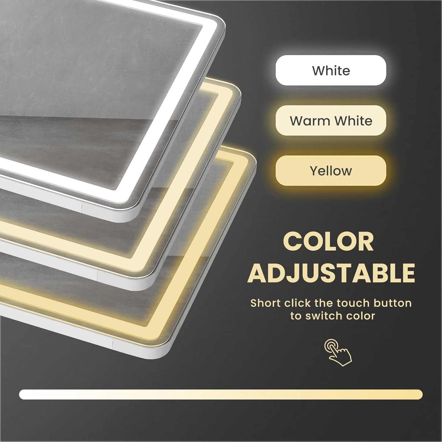 Specchio da terra con luce LED, specchio a figura intera 64 x 21 con supporto, specchio sospeso, specchio da parete, specchio a figura intera