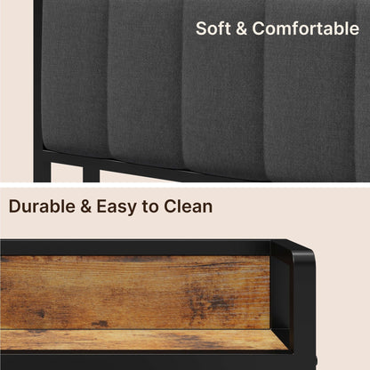 Letto matrimoniale/matrimoniale/queen size/king size con struttura in metallo e testiera imbottita con contenitore