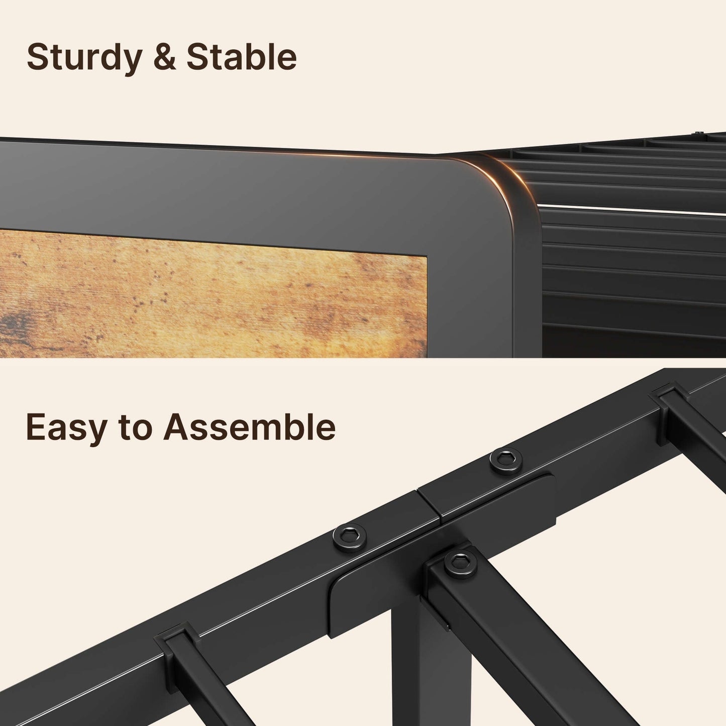 Letto matrimoniale/matrimoniale/queen size/king size con struttura in metallo e testiera imbottita con contenitore