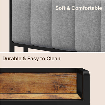 Letto matrimoniale/matrimoniale/queen size/king size con struttura in metallo e testiera imbottita con contenitore