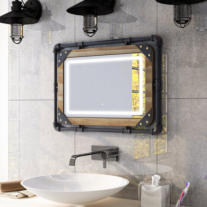 Specchio da parete in metallo industriale Inyo di Furniture of America con luci a LED