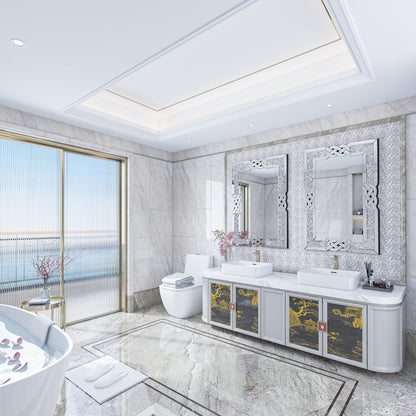 Specchio da parete con motivo a diamante Glam Crystal Accent