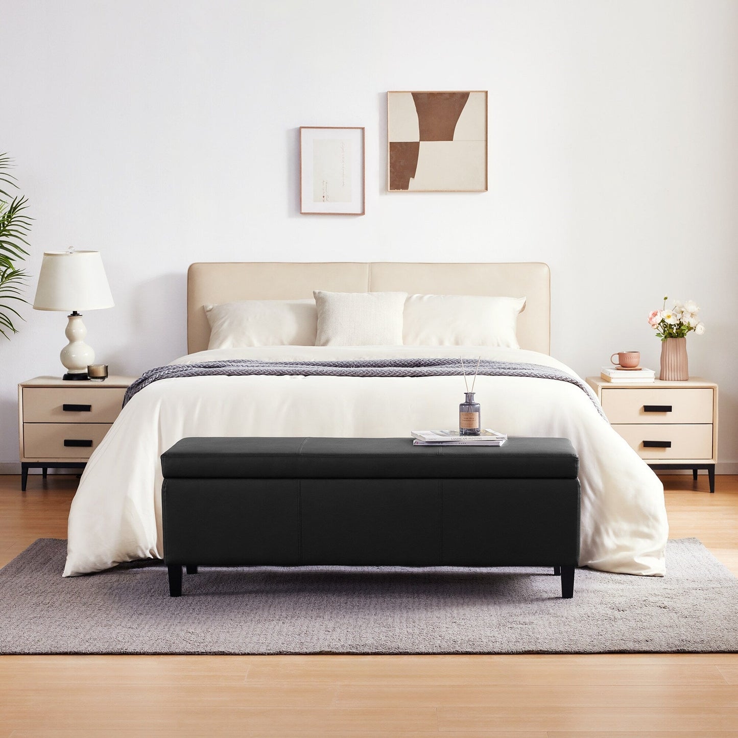 Pouf contenitore rettangolare imbottito 50,3 x 17,50 x 18 in similpelle