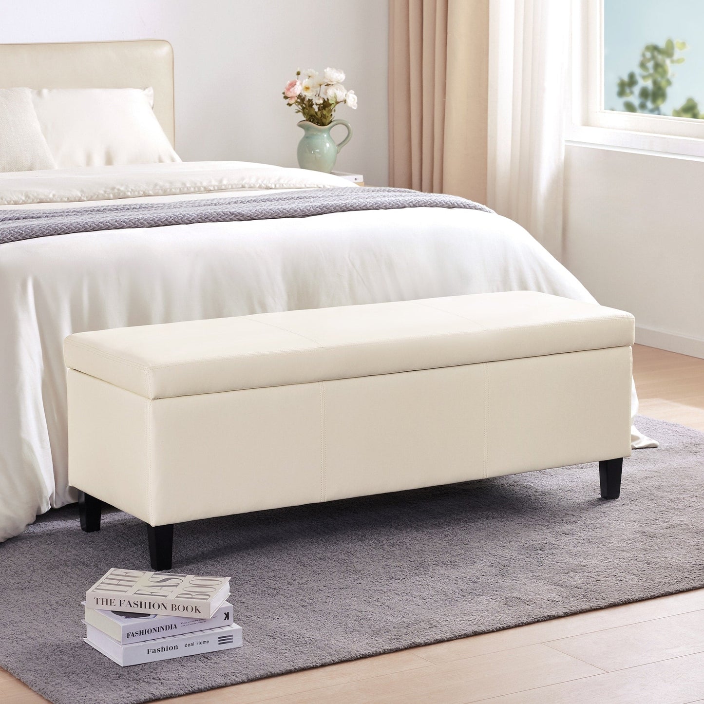 Pouf contenitore rettangolare imbottito 50,3 x 17,50 x 18 in similpelle