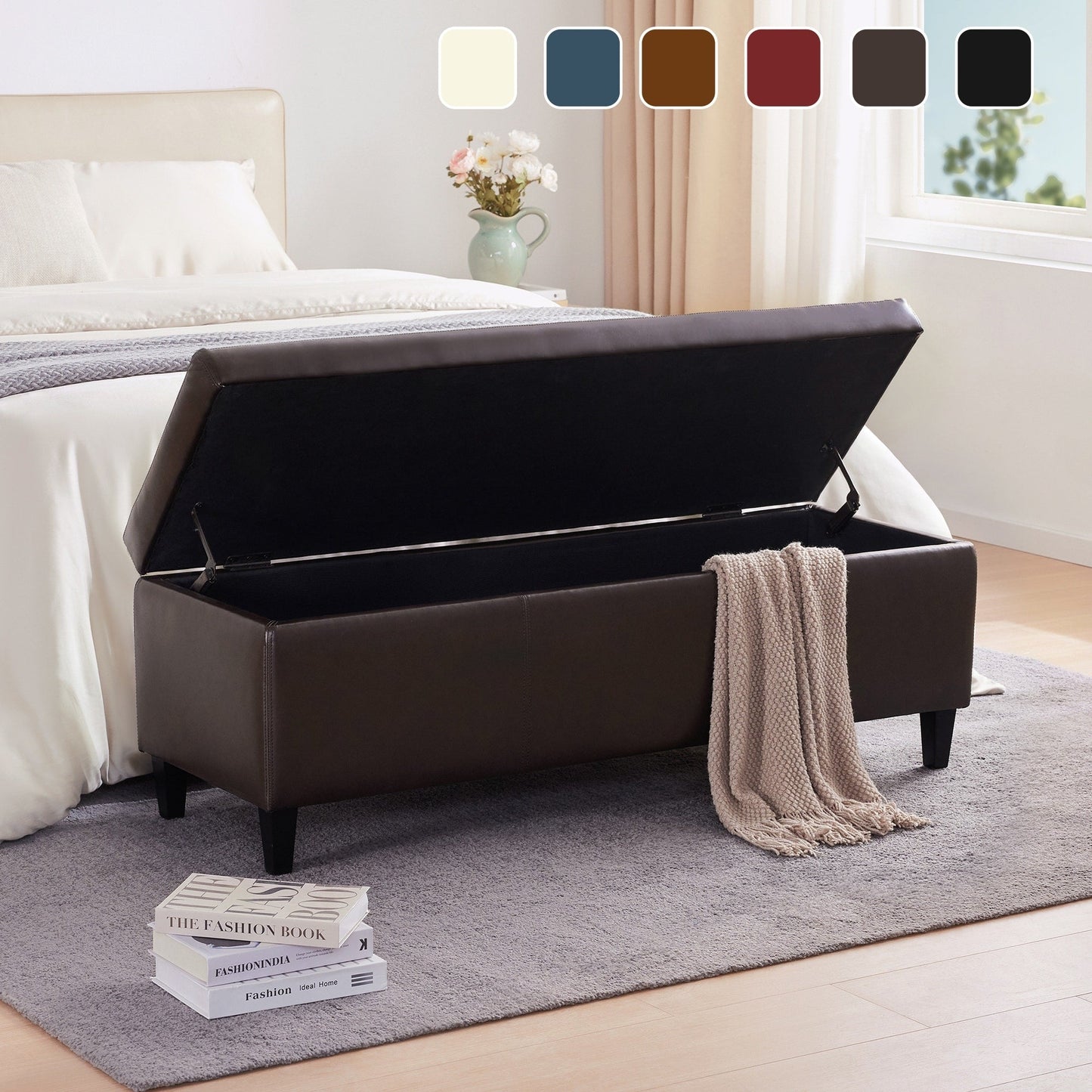 Pouf contenitore rettangolare imbottito 50,3 x 17,50 x 18 in similpelle