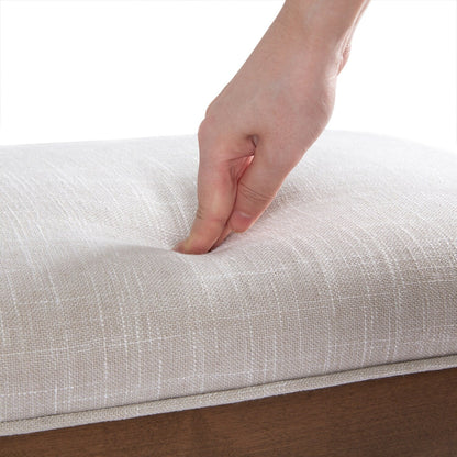 Panca da ingresso imbottita in tessuto, panca da camera da letto per la parte inferiore del letto beige, in legno massello da 44 pollici