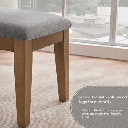 Panca da ingresso imbottita in tessuto, panca da camera da letto per la parte inferiore del letto beige, in legno massello da 44 pollici