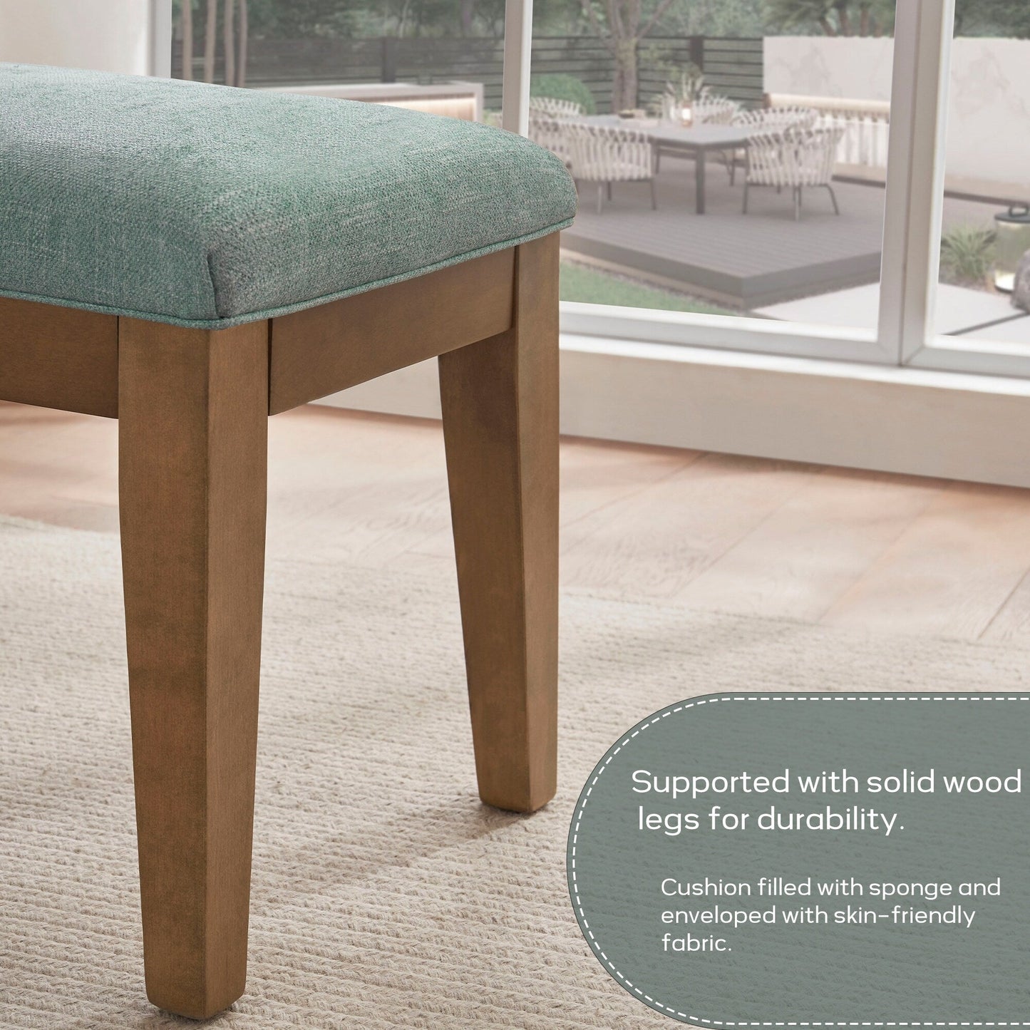 Panca da ingresso imbottita in tessuto, panca da camera da letto per la parte inferiore del letto beige, in legno massello da 44 pollici