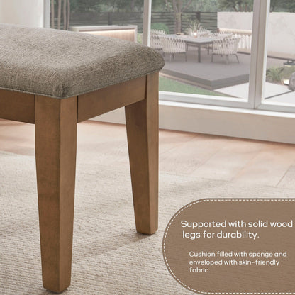 Panca da ingresso imbottita in tessuto, panca da camera da letto per la parte inferiore del letto beige, in legno massello da 44 pollici