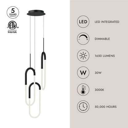 Lampada a sospensione Hera a 3 luci