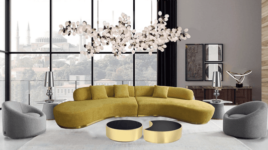 Divano semicircolare in tessuto Bexley 2 pezzi