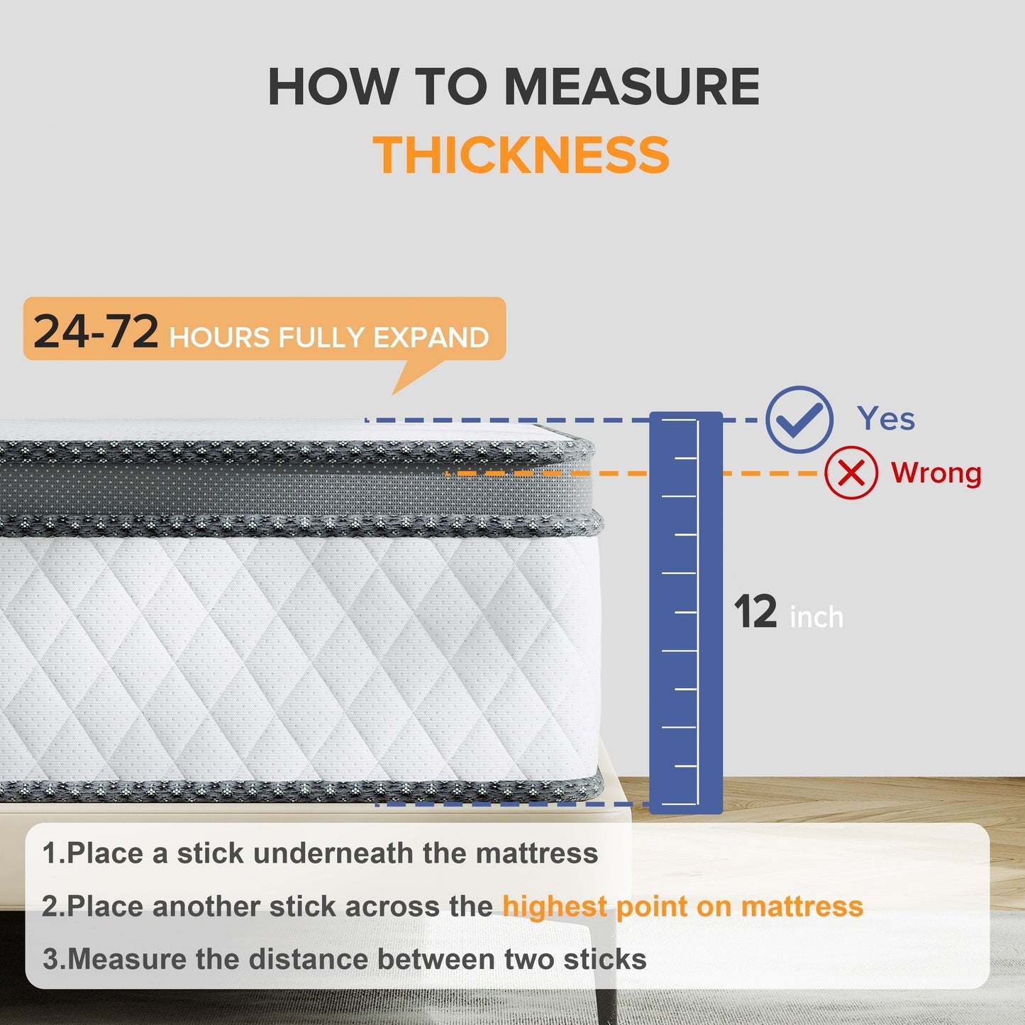 Materasso SweDrea in memory foam ibrido di medie dimensioni da 12 pollici con certificazione CertiPUR-US e Oeko-TEX, con assorbimento del carbone di bambù.