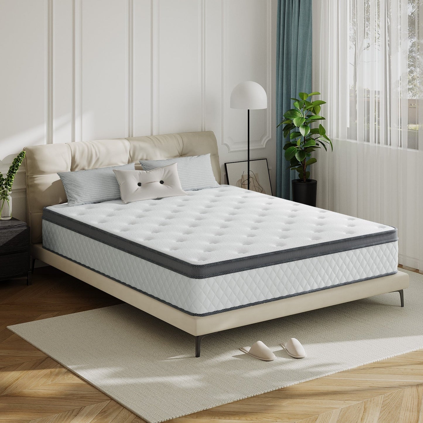 Materasso SweDrea in memory foam ibrido di medie dimensioni da 12 pollici con certificazione CertiPUR-US e Oeko-TEX, con assorbimento del carbone di bambù.