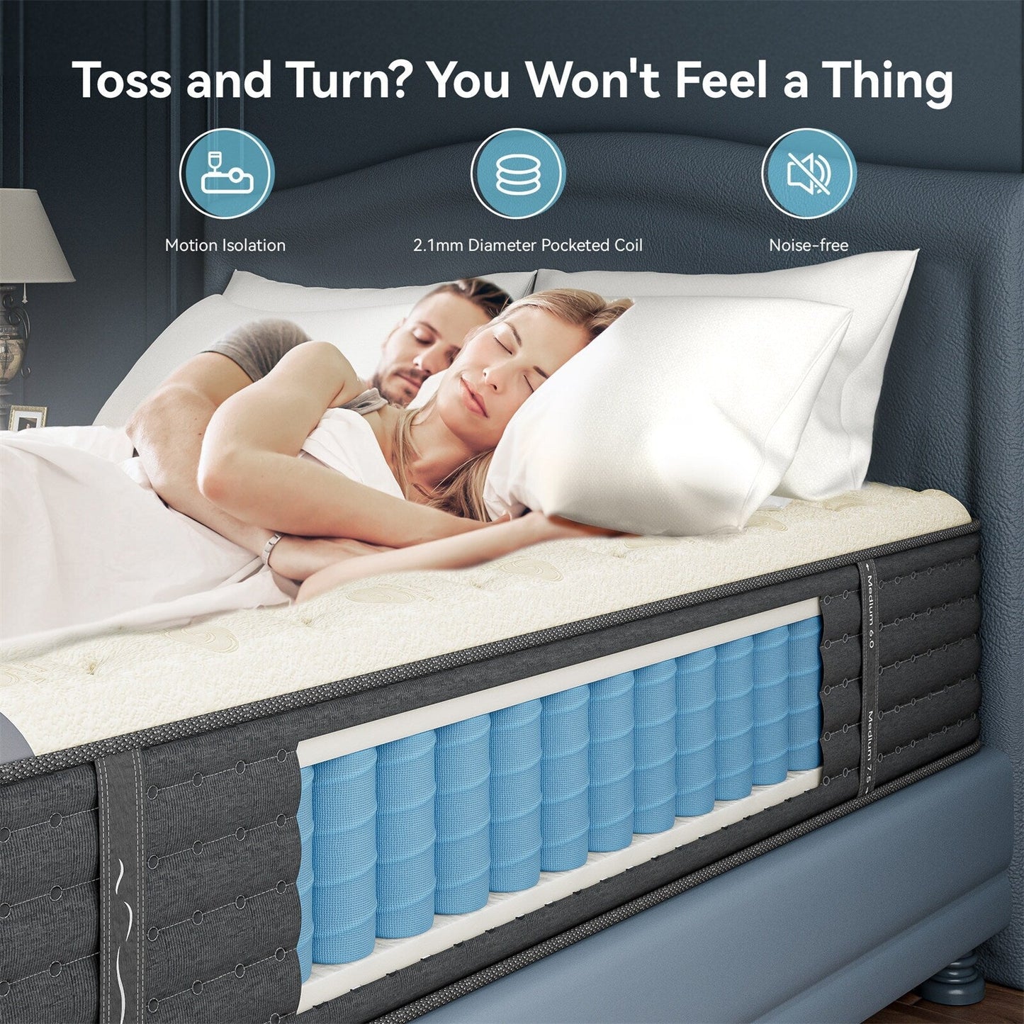 SweDrea 14 pollici. Lussuoso materasso ibrido bifacciale - Medio/Rigido con CertiPUR-US, SGS e OEKO-TEX