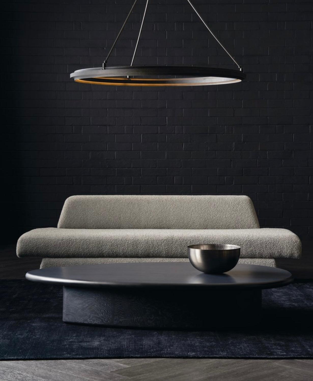 Divano moderno Cali da 93 pollici in tessuto bouclé grigio medio