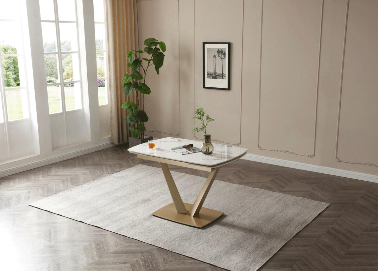 Tavolo da pranzo Niah 71" - 47" estensibile (versione piccola) con 4 sedie